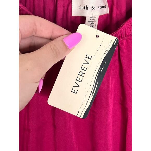 NWT Evereve Cloth & Stone Luxe Satin Banded Blouse Berryfizz Pink Womens Size XS - Picture 11 of 11